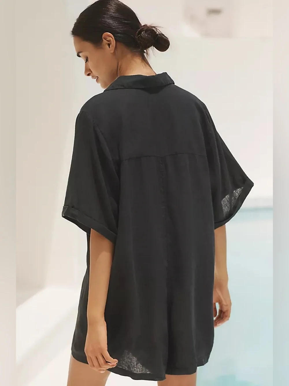 By Anthropologie Short-Sleeve Collared
Linen Romper - Picture 2 of 8